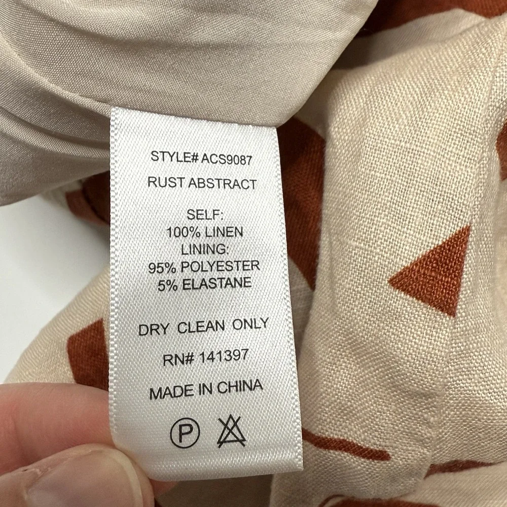 ASTR the Label Nirina 100% Linen Mini Skirt Rust Abstract Size‎ Medium FLAW HOLE